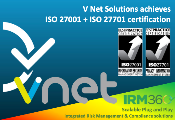 V Net Solutions obtém a certificação ISO 27001 & ISO 27701!